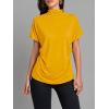 imageLYANER Womens Casual Mock Neck Ruffle Short Sleeve Summer Blouse Shirt TopYellow