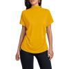 imageLYANER Womens Casual Mock Neck Ruffle Short Sleeve Summer Blouse Shirt TopYellow