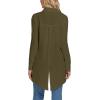 imageLYANER Womens Collar V Neck Split Hem Button Down Long Sleeve Long Shirt Blouse Tunic TopArmy Green