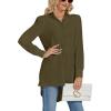 imageLYANER Womens Collar V Neck Split Hem Button Down Long Sleeve Long Shirt Blouse Tunic TopArmy Green