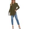imageLYANER Womens Collar V Neck Split Hem Button Down Long Sleeve Long Shirt Blouse Tunic TopArmy Green