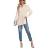 imageLYANER Womens Collar V Neck Split Hem Button Down Long Sleeve Long Shirt Blouse Tunic TopBeige