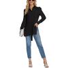 imageLYANER Womens Collar V Neck Split Hem Button Down Long Sleeve Long Shirt Blouse Tunic TopBlack