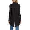 imageLYANER Womens Collar V Neck Split Hem Button Down Long Sleeve Long Shirt Blouse Tunic TopBlack