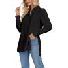 imageLYANER Womens Collar V Neck Split Hem Button Down Long Sleeve Long Shirt Blouse Tunic TopBlack