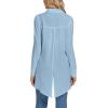 imageLYANER Womens Collar V Neck Split Hem Button Down Long Sleeve Long Shirt Blouse Tunic TopBlue