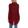 imageLYANER Womens Collar V Neck Split Hem Button Down Long Sleeve Long Shirt Blouse Tunic TopBurgundy