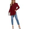 imageLYANER Womens Collar V Neck Split Hem Button Down Long Sleeve Long Shirt Blouse Tunic TopBurgundy