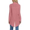imageLYANER Womens Collar V Neck Split Hem Button Down Long Sleeve Long Shirt Blouse Tunic TopDeep Pink