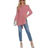 imageLYANER Womens Collar V Neck Split Hem Button Down Long Sleeve Long Shirt Blouse Tunic TopDeep Pink