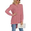 imageLYANER Womens Collar V Neck Split Hem Button Down Long Sleeve Long Shirt Blouse Tunic TopDeep Pink