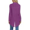 imageLYANER Womens Collar V Neck Split Hem Button Down Long Sleeve Long Shirt Blouse Tunic TopDeep Purple