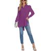 imageLYANER Womens Collar V Neck Split Hem Button Down Long Sleeve Long Shirt Blouse Tunic TopDeep Purple