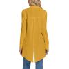 imageLYANER Womens Collar V Neck Split Hem Button Down Long Sleeve Long Shirt Blouse Tunic TopGinger