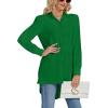 imageLYANER Womens Collar V Neck Split Hem Button Down Long Sleeve Long Shirt Blouse Tunic TopGreen