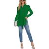 imageLYANER Womens Collar V Neck Split Hem Button Down Long Sleeve Long Shirt Blouse Tunic TopGreen