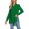 imageLYANER Womens Collar V Neck Split Hem Button Down Long Sleeve Long Shirt Blouse Tunic TopGreen