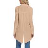 imageLYANER Womens Collar V Neck Split Hem Button Down Long Sleeve Long Shirt Blouse Tunic TopKhaki
