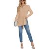 imageLYANER Womens Collar V Neck Split Hem Button Down Long Sleeve Long Shirt Blouse Tunic TopKhaki