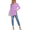 imageLYANER Womens Collar V Neck Split Hem Button Down Long Sleeve Long Shirt Blouse Tunic TopLight Purple