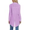 imageLYANER Womens Collar V Neck Split Hem Button Down Long Sleeve Long Shirt Blouse Tunic TopLight Purple