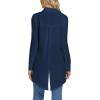 imageLYANER Womens Collar V Neck Split Hem Button Down Long Sleeve Long Shirt Blouse Tunic TopNavy Blue