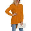 imageLYANER Womens Collar V Neck Split Hem Button Down Long Sleeve Long Shirt Blouse Tunic TopOrange