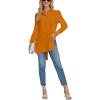 imageLYANER Womens Collar V Neck Split Hem Button Down Long Sleeve Long Shirt Blouse Tunic TopOrange