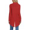 imageLYANER Womens Collar V Neck Split Hem Button Down Long Sleeve Long Shirt Blouse Tunic TopRed