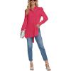 imageLYANER Womens Collar V Neck Split Hem Button Down Long Sleeve Long Shirt Blouse Tunic TopRose