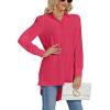 imageLYANER Womens Collar V Neck Split Hem Button Down Long Sleeve Long Shirt Blouse Tunic TopRose