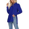 imageLYANER Womens Collar V Neck Split Hem Button Down Long Sleeve Long Shirt Blouse Tunic TopRoyal Blue
