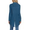imageLYANER Womens Collar V Neck Split Hem Button Down Long Sleeve Long Shirt Blouse Tunic TopTeal
