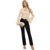 imageLYANER Womens Elegant Bow Tie Mock Neck Bell Long Sleeve Blouse Shirts TopBeige