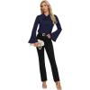 imageLYANER Womens Elegant Bow Tie Mock Neck Bell Long Sleeve Blouse Shirts TopNavy Blue
