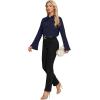 imageLYANER Womens Elegant Bow Tie Mock Neck Bell Long Sleeve Blouse Shirts TopNavy Blue