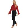 imageLYANER Womens Elegant Bow Tie Mock Neck Bell Long Sleeve Blouse Shirts TopRed