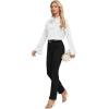 imageLYANER Womens Elegant Bow Tie Mock Neck Bell Long Sleeve Blouse Shirts TopWhite