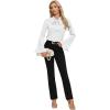 imageLYANER Womens Elegant Bow Tie Mock Neck Bell Long Sleeve Blouse Shirts TopWhite