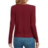 imageLYANER Womens Loose Cowl Neck Ruched Stretch Long Sleeve Blouse Shirt TopBurgundy