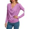 imageLYANER Womens Loose Cowl Neck Ruched Stretch Long Sleeve Blouse Shirt TopLight Purple