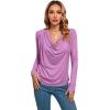 imageLYANER Womens Loose Cowl Neck Ruched Stretch Long Sleeve Blouse Shirt TopLight Purple