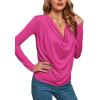 imageLYANER Womens Loose Cowl Neck Ruched Stretch Long Sleeve Blouse Shirt TopRose
