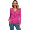 imageLYANER Womens Loose Cowl Neck Ruched Stretch Long Sleeve Blouse Shirt TopRose