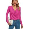 imageLYANER Womens Loose Cowl Neck Ruched Stretch Long Sleeve Blouse Shirt TopRose