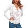 imageLYANER Womens Loose Cowl Neck Ruched Stretch Long Sleeve Blouse Shirt TopWhite
