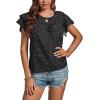 imageLYANER Womens Polka Dots Scoop Neck Layer Ruffle Trim Short Sleeve Blouse Shirt TopBlack