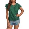 imageLYANER Womens Polka Dots Scoop Neck Layer Ruffle Trim Short Sleeve Blouse Shirt TopDark Green