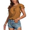 imageLYANER Womens Polka Dots Scoop Neck Layer Ruffle Trim Short Sleeve Blouse Shirt TopGinger