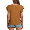 imageLYANER Womens Polka Dots Scoop Neck Layer Ruffle Trim Short Sleeve Blouse Shirt TopGinger